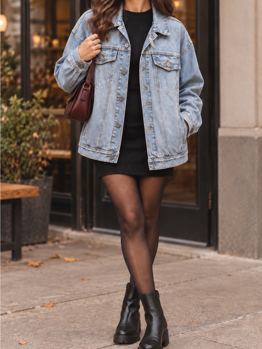 Classic Light Blue Denim Jacket - Women's Oversized Jean Coat